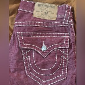 True religion burgundy corduroy jeans 31x32
